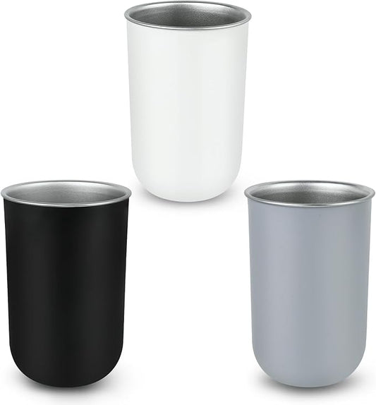 3 PCS Toothbrush Cups 350ml Stainless Steel Bathroom Tumbler Mouthwash Cups Reusable Toothbrush Toothpaste Holder Bathroom Counter Organizer