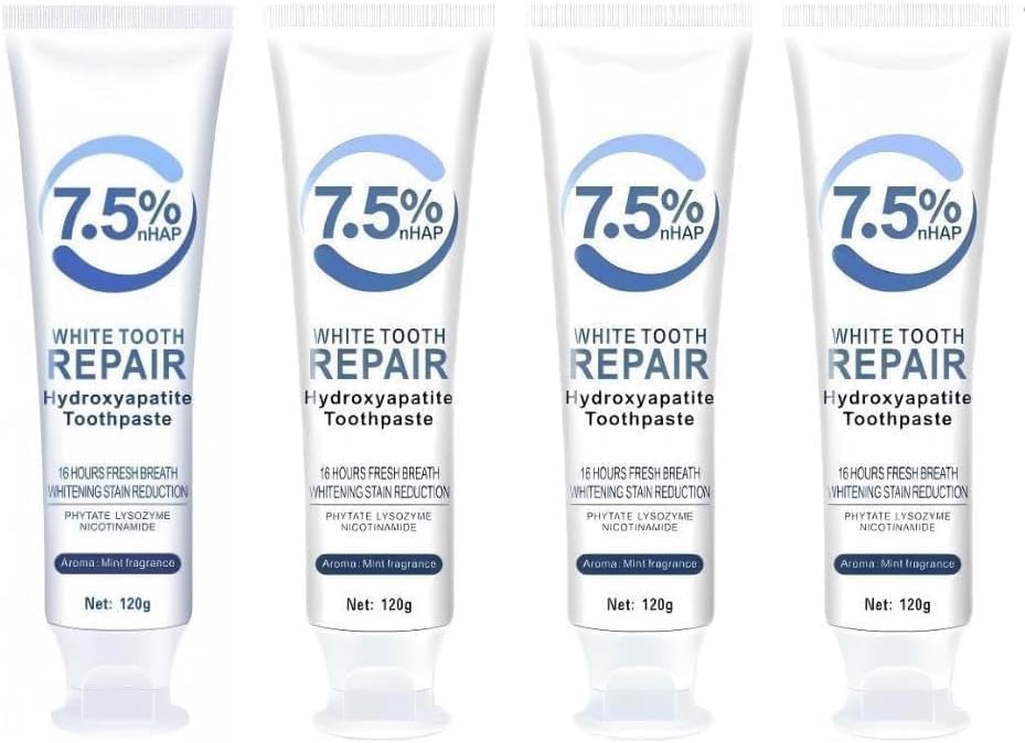 7.5% Hydroxyapatite Toothpastes for Enamel Protection & Tooth Strengthening, 7.5% Nano Hydroxyapatite Toothpaste White Tooth Repair, Fluoride-Free with Gentle Mint, Fresh Breath (4)