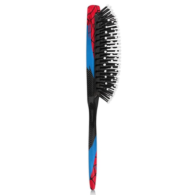 Kids Hair Brush for Boys Girls Toddler - Red Blue Spider Web Detangler Hairbrush for Wet Dry Thin Long Curly Hair Pain-Free Comb Glide Through Tangles with Ease and Massage Scalp