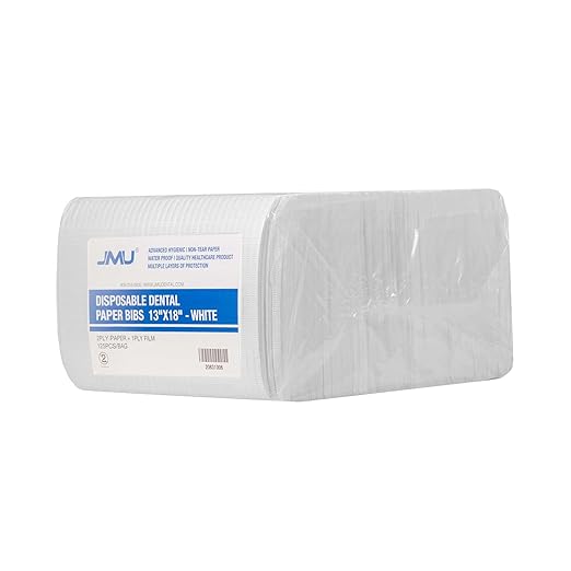 JMU 125 Pack Dental Bibs Disposable, White Dental Bibs 3-Ply Dentist Bibs 13" x 18'' Medical Tray Covers