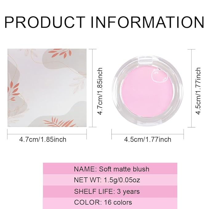 Matte Powder Blush for Cheeks – Long Lasting Natural Face Blusher Makeup, Lightweight Blendable Cheek Color for Women, Vegan & Cruelty-Free – #10 Light Champagne Pink