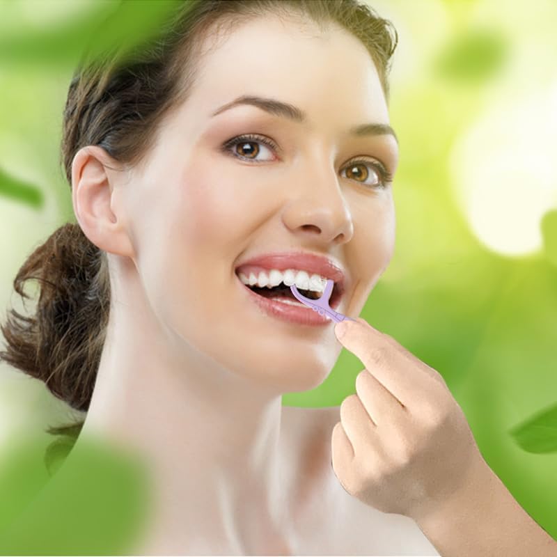 Holy Rose Dental Floss Picks Portable Dispenser - 220 Count Twin-Line Flossers, Bagged Super Tuffloss, Double-line Design Action System for Superior Clean, Compact Design for Easy Storage