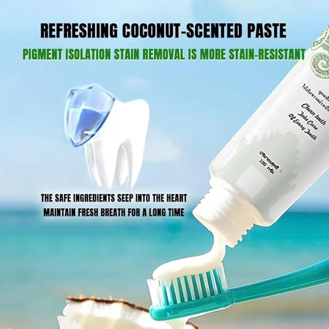 Bivien Coconut Fresh Deep Whitening Fluoride-Free Toothpaste Imported from Thailand (2pcs)