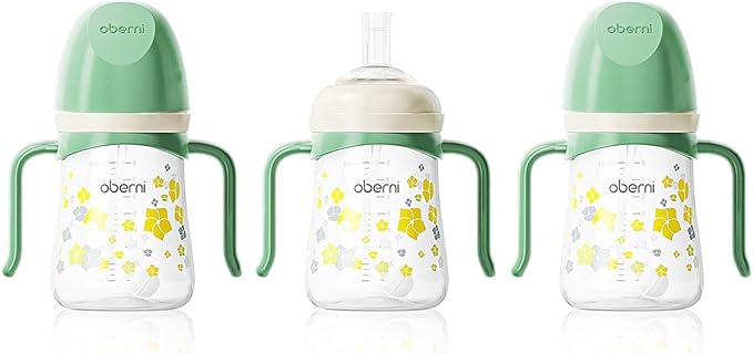 Toddler Sippy Cup 10oz, Weighted Straw Baby Drinking Water Bottle with Valved Spout for 6+ Months, 300ml/Green/3Pack