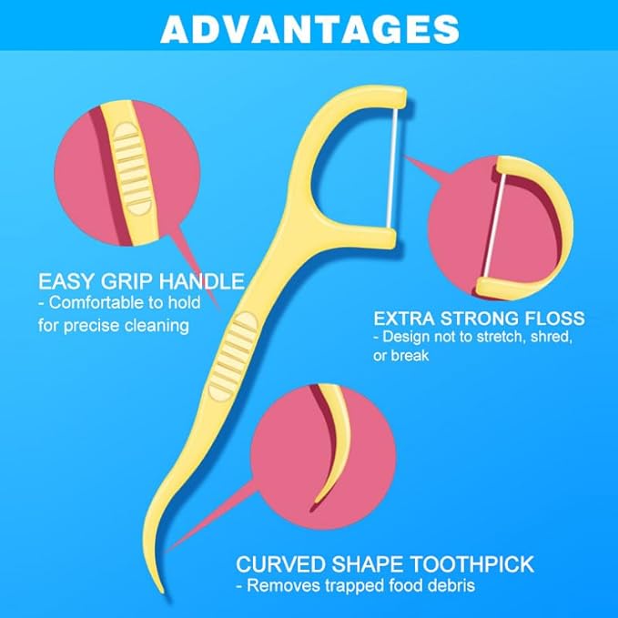 Fruit Flavored Floss，toothpicks，Cleaning Teeth，Ultra-fine Dental Floss Stick, Fight Tooth Decay and Keep Your Teeth Clean，Teeth Cleaning Tool (400 Pieces (Bagged/Single line), Mixed Flavors)