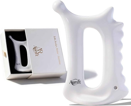 Ceramic Gua Sha Tool for Face & Body, Christmas Gifts for Adults Mon, 6 in 1 Facial Massage, Lymphatic Drainage, Jaw Lifting, Puffiness Care, Neck Massage for Stress Relief - Home Self Care, White