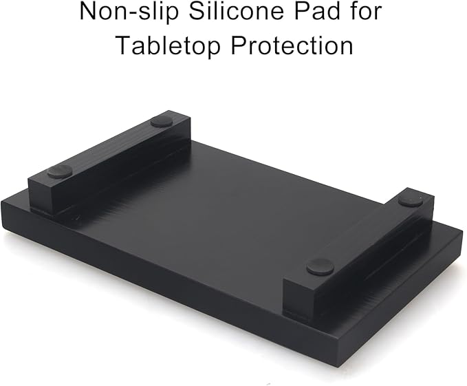 Black Bathroom Vanity Counter Tray Decor Farmhouse Wood Risers Kitchen Soap Sink Tray for Countertop Decorative Hand Soap Dispenser Holder Wooden Pedestal Stand Modern Bathroom Organizer Accessories