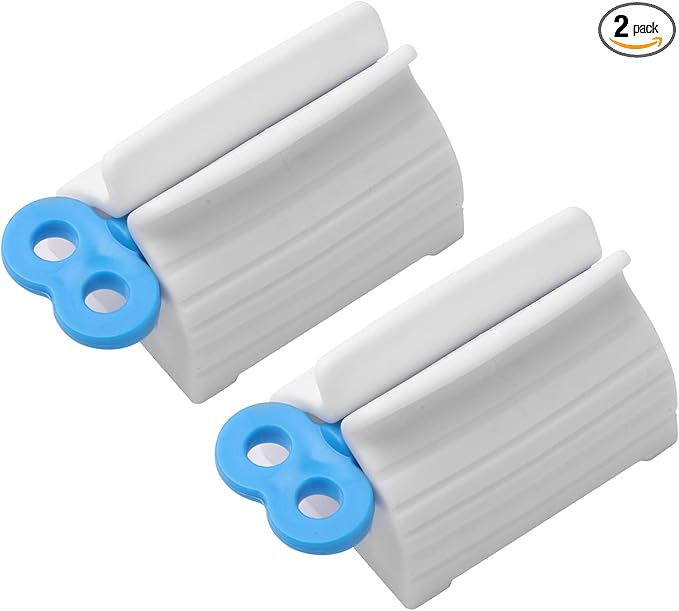 JIAKAI 2pcs Rolling Tube Toothpaste Squeezer Toothpaste Seat Holder Stand for Bathroom Accessories（Blue