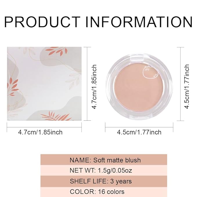 Matte Powder Blush for Cheeks – Long Lasting Natural Face Blusher Makeup, Lightweight Blendable Cheek Color for Women, Vegan & Cruelty-Free – #14 Light Brown
