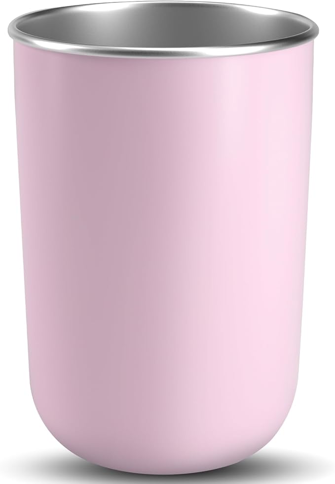 Stainless Steel Mouth wash Cup 12 oz Toothbrush Cup Stainless Steel Small Children Cups for Home，BPA-Free Insulated Tumbler for Home & Outdoor Activities drinking cup (pink)