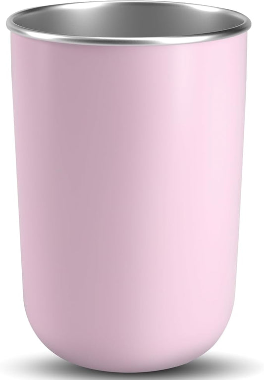 Stainless Steel Mouth wash Cup 12 oz Toothbrush Cup Stainless Steel Small Children Cups for Home，BPA-Free Insulated Tumbler for Home & Outdoor Activities drinking cup (pink)