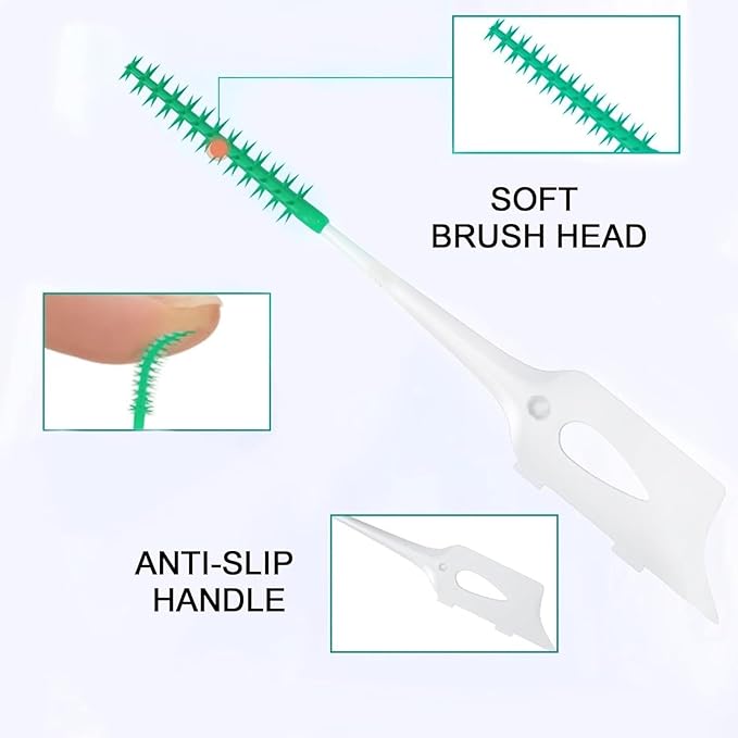 300 Pieces Dual-Use Interdental Brushes Soft Silicone, Disposable Dental Picks,Premium Dental Floss Picks for Effective Teeth Cleaning(Red)