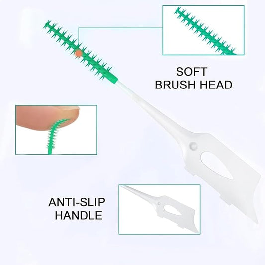300 Pieces Dual-Use Interdental Brushes Soft Silicone, Disposable Dental Picks,Premium Dental Floss Picks for Effective Teeth Cleaning(Red)