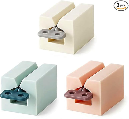 Y-Kelin 3 PCS Toothpaste Squeezer, Rolling Tube Toothpaste Squeezer with Frosted Handles Toothpaste Holder Stand Bathroom Organizer,Saves Toothpaste and Creams (Pink + White + Light Blue)