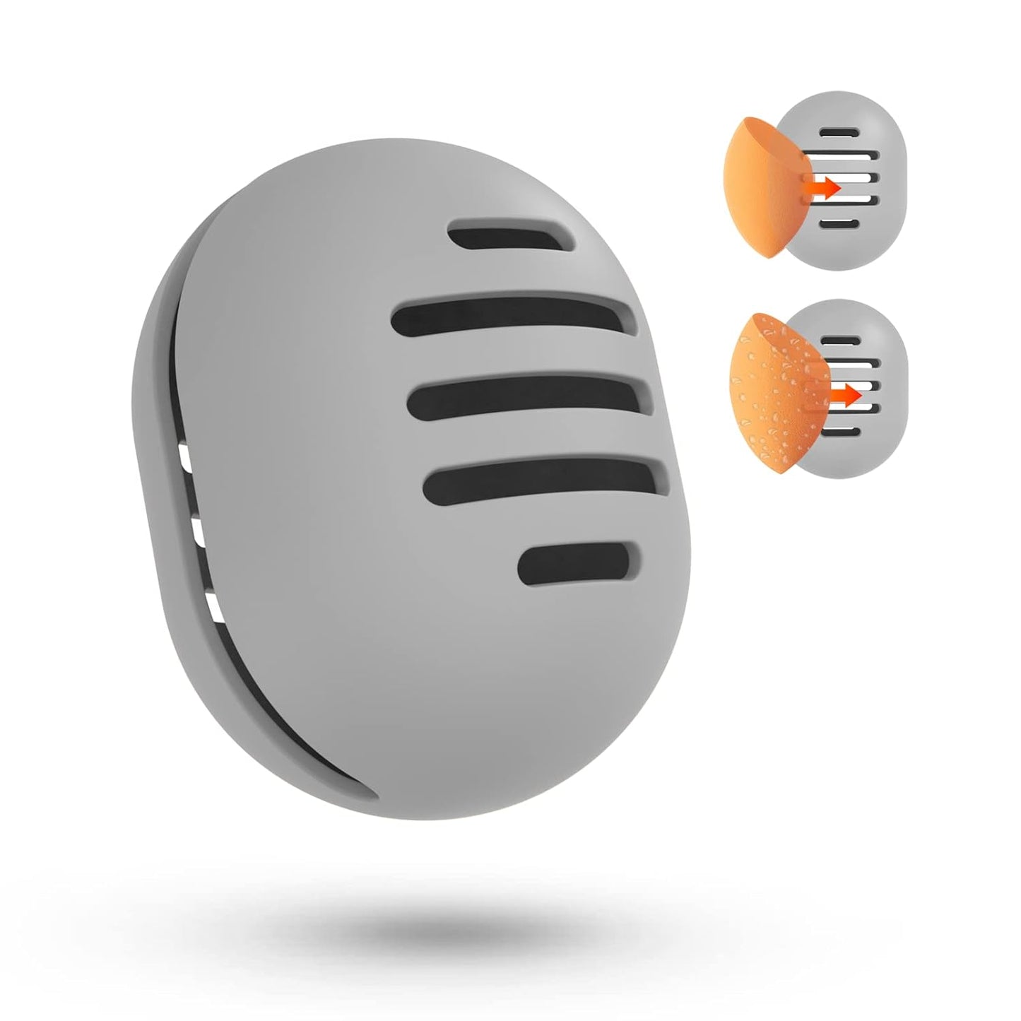 Makeup Sponge Holder,Double-sided Breathable Silicone Beauty Blender Holder,Integrated Make Up Sponge Travel Case for All Sponges,Grey