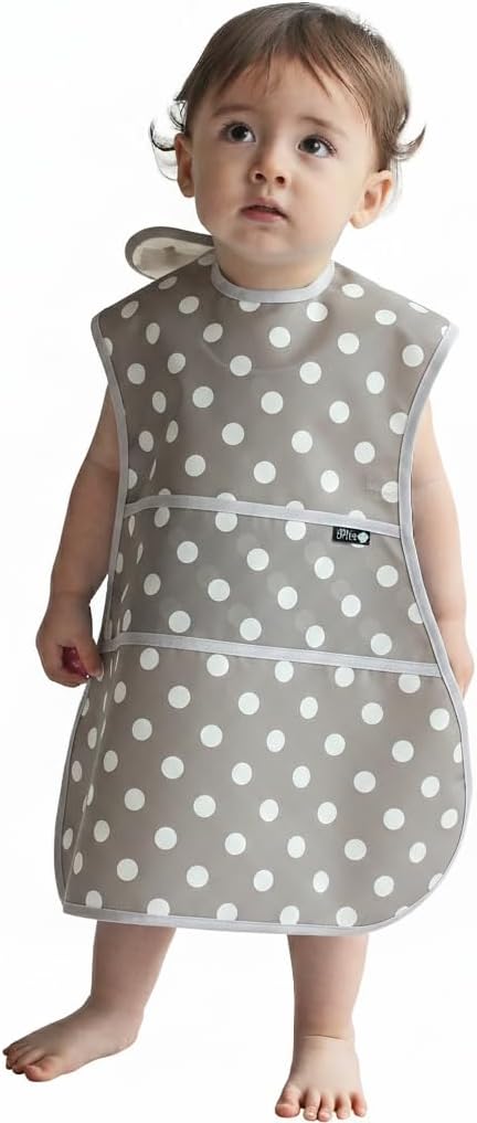 Full Coverage Waterproof Feeding Bib for Toddlers – Extra Long Apron Bib for Mealtime, Self-Feeding, High Chairn