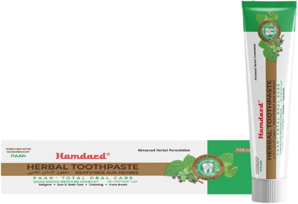 Hamdard Paan Total Oral Care Toothpaste – 200g / 7.05 Oz (Pack of 2) | Herbal Ayurvedic Toothpaste with Paan Flavor | Fluoride-Free | Gum Care, Fresh Breath & Natural Oral Hygiene