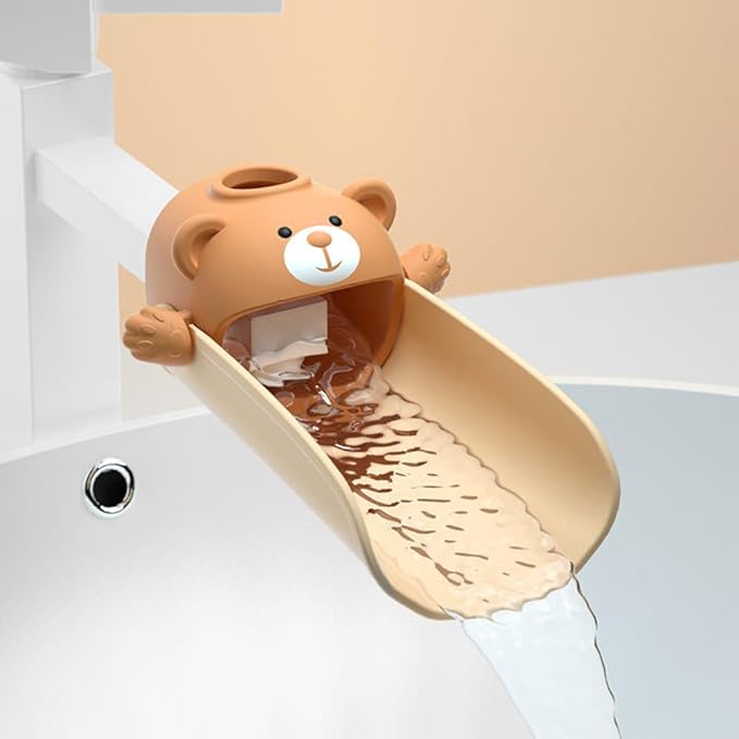 DLUCKY Faucet Extender for Sink Easy Use Sink Faucet Extenders with Temperature Sensitive for Toddlers, Kids Hand Washing Faucet Extension for Bathroom Sink, Kitchen, Brown