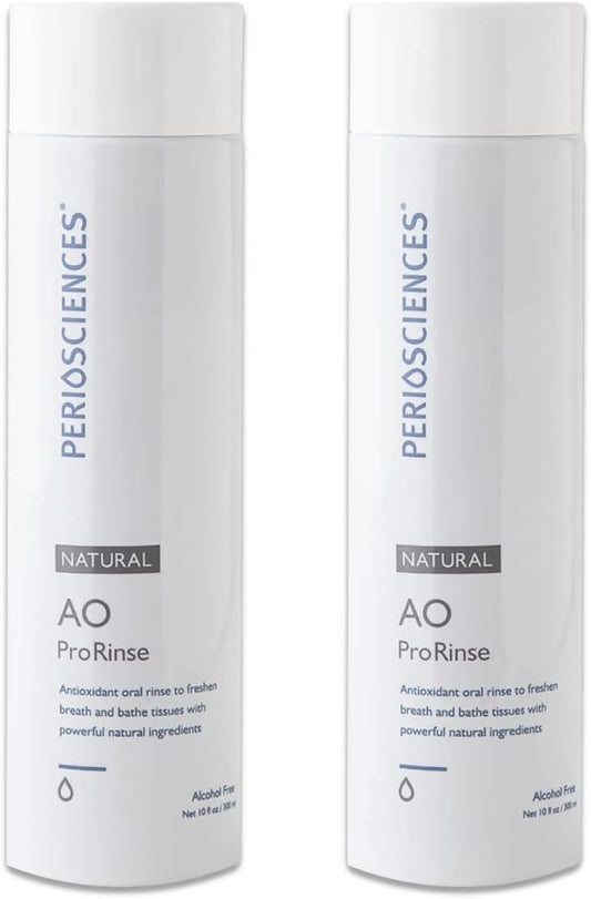 PerioSciences Natural Mouthwash Rinse Oral Care Pre Brush - Mint Anti Cavity Dry Mouth Plaque Remover for Healthier Gum Tissue & Teeth Enamel Protection - AO Dentist Recommended Clean - Pack of 2