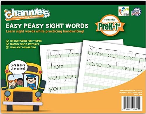Channie’s Easy Peasy Alphabet, Numbers & Sight Words Workbook, Fun & Color-Coded Preschool, Kindergarten & 1st Grade Alphabet Tracing Book For Daily Writing Practice, 2 Pack