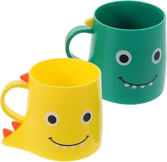 ABOOFAN 2Pcs Cute Dinosaur Toothbrush Cup for Kids Toddler Unbreakable Plastic Bathroom Tumbler Cup Multipurpose Toothbrush Holder for Bathroom Kitchen