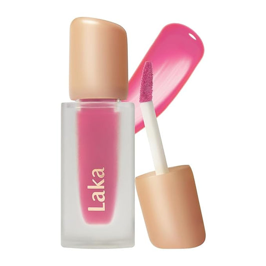 Laka Fruity Glam Tint, 4.5g/0.15oz, Glowing Lip Stain with Wide Color Spectrum, Hydrating & Lightweight Texture, Long-Lasting Bold Stain, Non-Sticky, Vegan, K-Beauty (#112 Ping-pong)