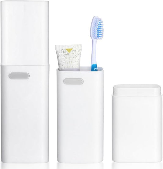 Travel Toothbrush Holder Case Portable Toothbrush and Toothpaste Travel Case with Ventilation Hole Tooth Brush Cup with Cover Storage Container for Traveling Camping Business School Outdoor