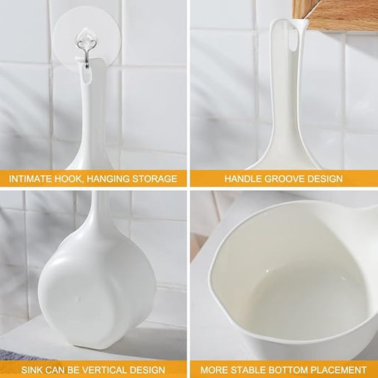 2 PCS Water Scoop for Bath, Plastic Shower Bucket, Bathroom Water Scoop Cup, Bathing Ladle with Adhesive Hook,1.5 Liter