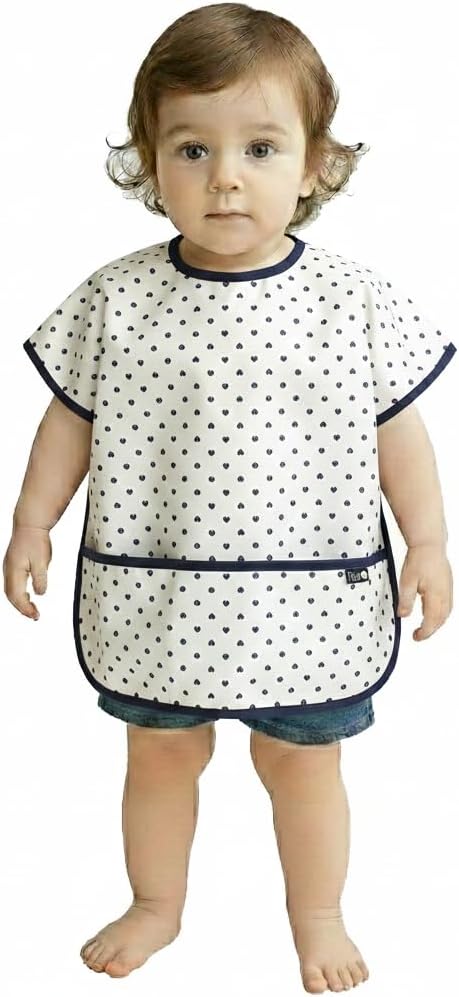 Short Sleeve Waterproof Bib for Toddlers – Easy Clean Feeding Apron for Mealtime, Daycare, Self-Feeding, Lightweight