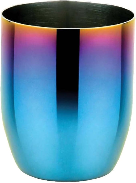 Ahimsa Stainless Steel Kids Cup, Pediatrician Designed, Colorful Toddler Cups for Open Cup Training, 8oz, 100% BPA Free & Dishwasher Safe, Single Iridescent Blue