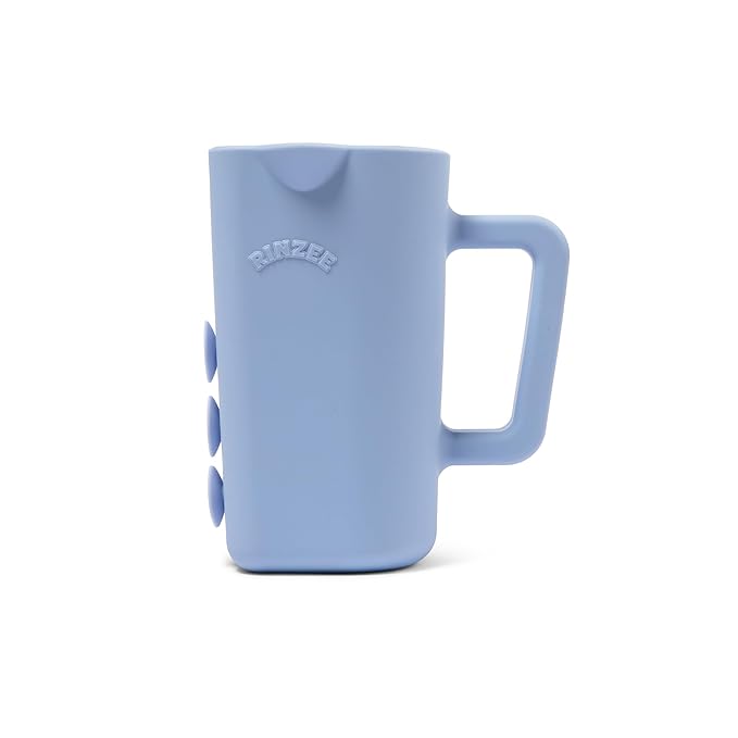 Baby Bath Cup with Suctions - BPA Free, 100% Food Grade Silicone Rinse Cup, Clutter-Free Tub Area, Kids Learning Tool, Sticks to Tiles, Drains Water Upside Down- patent pending