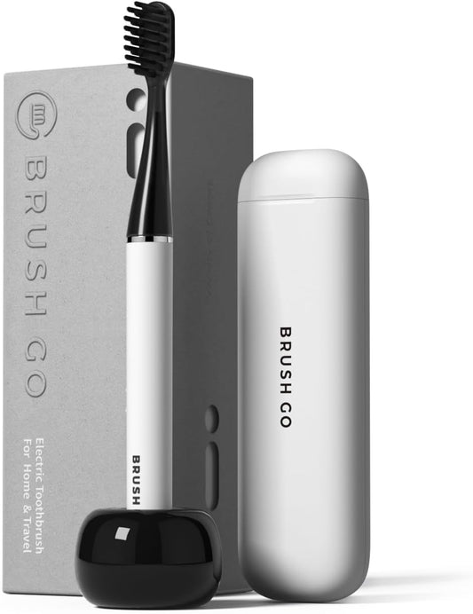 MIPOW Slim Pro i4 Electric Toothbrush Rechargeable Smart Ultra Sonic 3 Modes Magnetic Travel Case &Ceramic Dock, 60Day Long Battery Soft Bristles 2Heads IPX7 Waterproof,Color-(White)