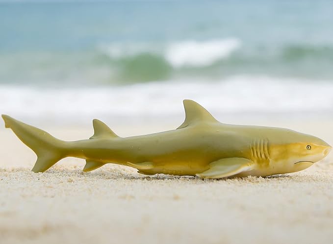 Gemini&Genius Marine Animal World Toy Lemon Shark Ocean Shark Action Figure Sea Animal Great White Shark Action Figure Soft Rubber Toys Role Play Swimming Pool Beach Bathing Toys for Kids