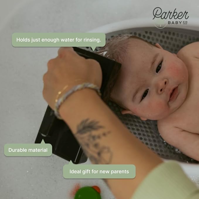 Parker Baby Bath Rinse Cup | BPA Free, Dishwasher Safe & Food Grade Bath Cup for Rinsing Hair | Holds 18oz | Quick-Dry, Sturdy & Perfect Size Baby Water Pourer in Neutral Colors