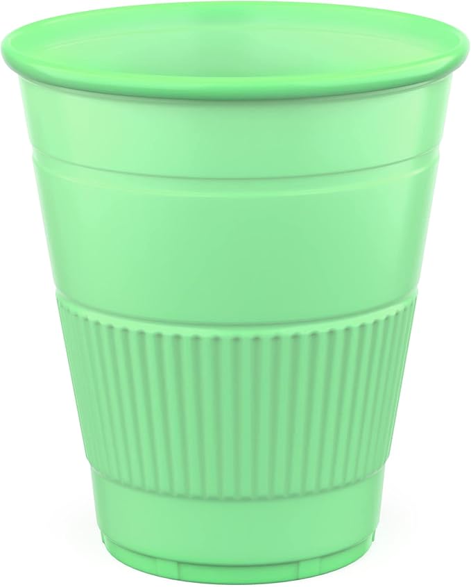Disposable Cups | 50 Pack | 5 oz Plastic, Small Bathroom, Perfect for Medicine, Water, Rinsing, Mouthwash, Party, Dental | Multicolor for Kids | Green