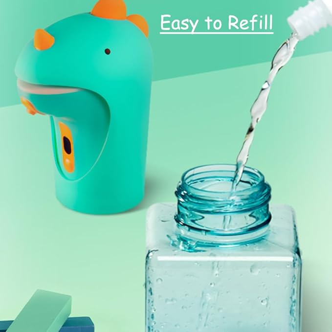 Kids Soap Dispenser - Touchless Cute Dinosaur Automatic Hand Foam Soap Dispenser, IPX6 Waterproof 8.5oz/ 250ml for Bathroom Countertop, Kitchen, Office, Hotel, Preschool