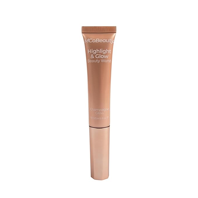 MCoBeauty - Highlight and Glow Beauty Wand - Buildable Liquid Highlighter - Champagne Shade - Liquid Cream with Cushion Applicator for Soft, Radiant Finish - Highlighters Makeup