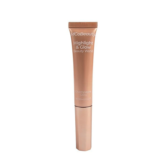 MCoBeauty - Highlight and Glow Beauty Wand - Buildable Liquid Highlighter - Champagne Shade - Liquid Cream with Cushion Applicator for Soft, Radiant Finish - Highlighters Makeup