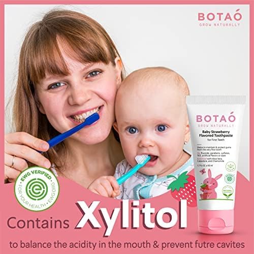 Fluoride Free Toddler Toothpaste | Strawberry Flavored - Training Toothpaste for Toddlers | EWG Verified, Vegan, SLS Free, Safe to Swallow, Aloe Vera (2Pack)