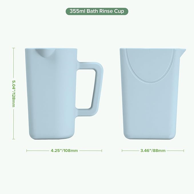 haakaa Gentle Pour Bath Rinse Cup | Food Grade Silicone Shampoo & Body Washing Rinser Cup for Kids with Easy Grip Handle - Sea Breeze
