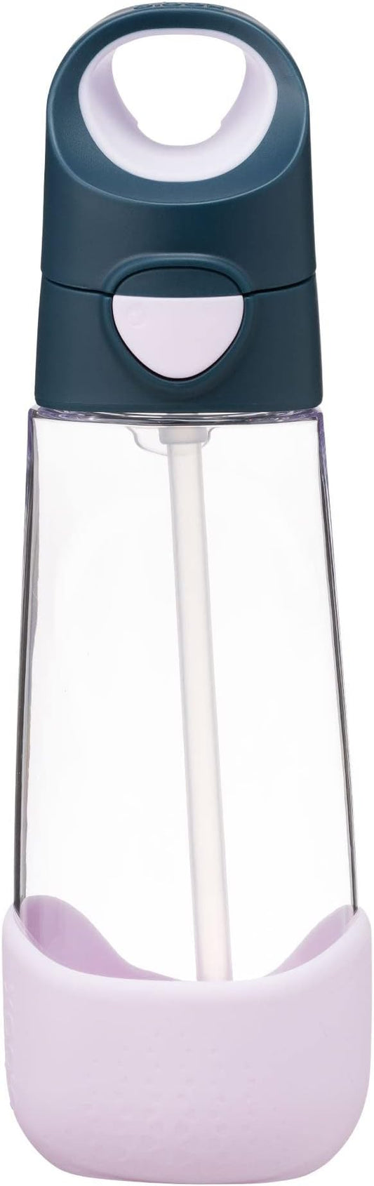 b.box 20oz Tritan Kids Water Bottle –Toddler Drink Bottle with Straw for School, Daycare, Travel w/Easy-Grip Triangular Design, Leak Proof Lid & Handle, BPA Free, Dishwasher Safe (Indigo Rose)