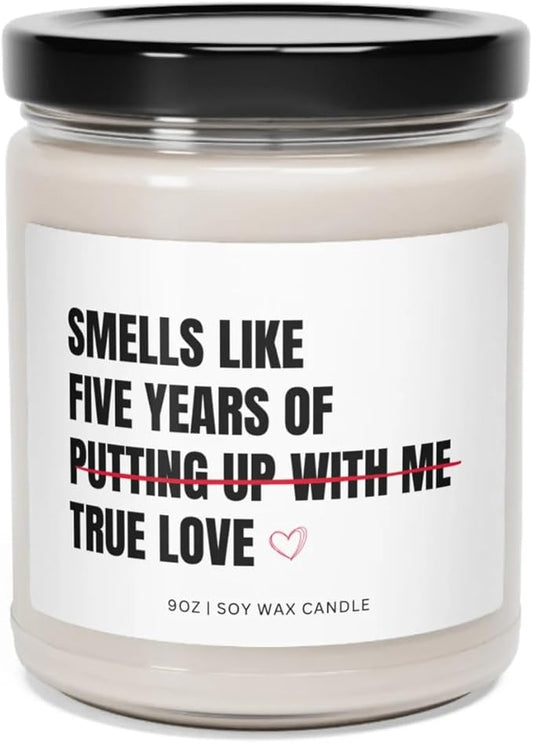 5 Years Anniversary Candle Gifts for Couples, Custom Gift for Men Women, Funny Birthday Gift for Her, Gift for Husband Wife, Soy Scented Decorative Candle for Boyfriend Girlfriend
