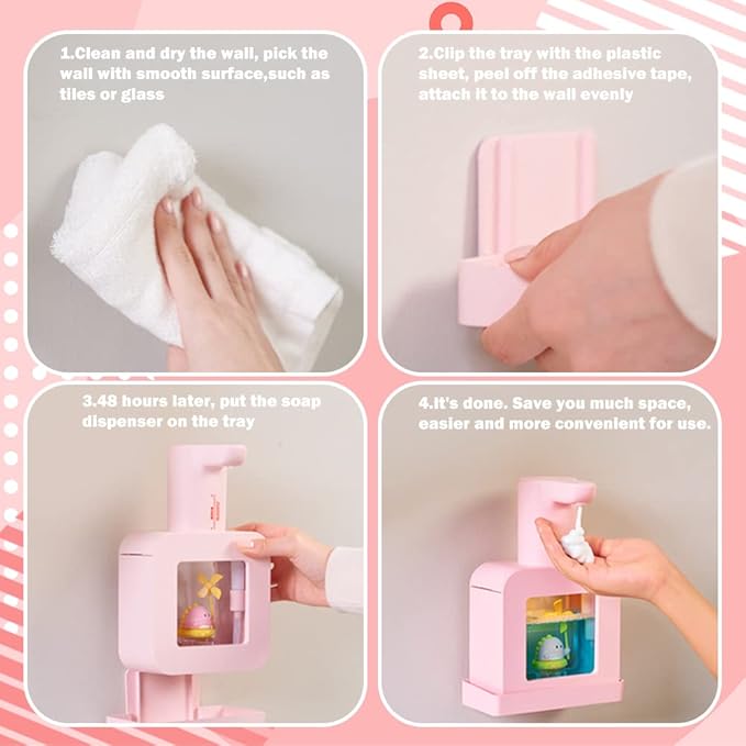 Cute Automatic Foam Soap Dispenser - Kids Touchless Hand Soap Dispenser,Wall Mount Waterproof USB Rechargeable, 13.5oz/ 400ml for Bathroom Countertop, Kitchen, Office, Hotel, Preschool Children