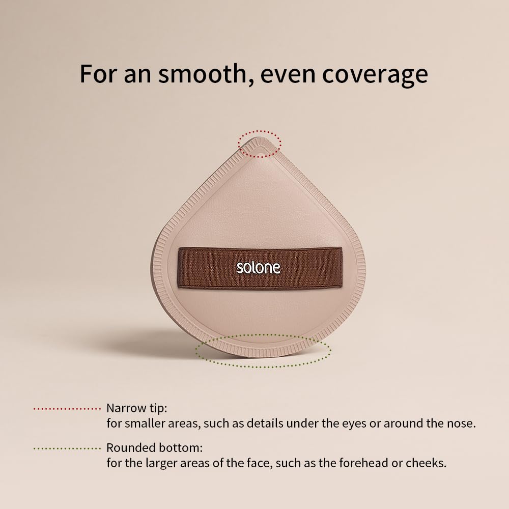 Solone 5 Pcs Cushion Makeup Sponge Puff - Latex-Free Rubycell with Travel Case for Foundation, Concealer, and Powder; Beginner-friendly, Soft Blending Sponge Set (Brown)