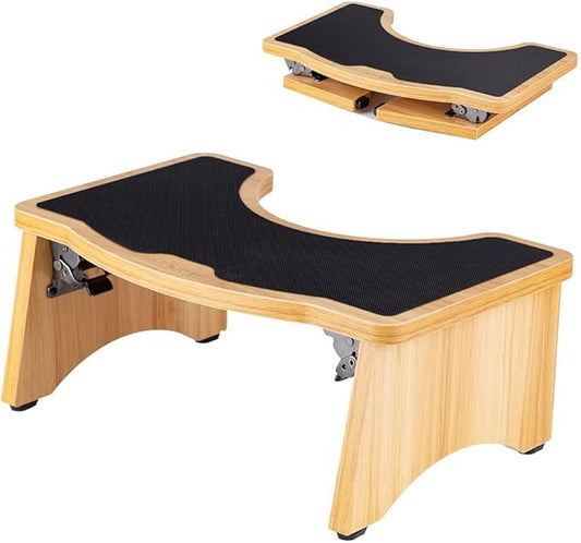 StrongTek Wooden Toilet Stool, Folding Potty Step Stool for Bathroom, 7 Inch, Non-Slip & Sturdy, Squatting Toilet Step, Easy to Store, Perfect for Small Spaces (Natural)