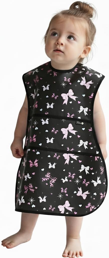 Full Coverage Waterproof Feeding Bib for Toddlers – Extra Long Apron Bib for Mealtime, Self-Feeding, High Chairn