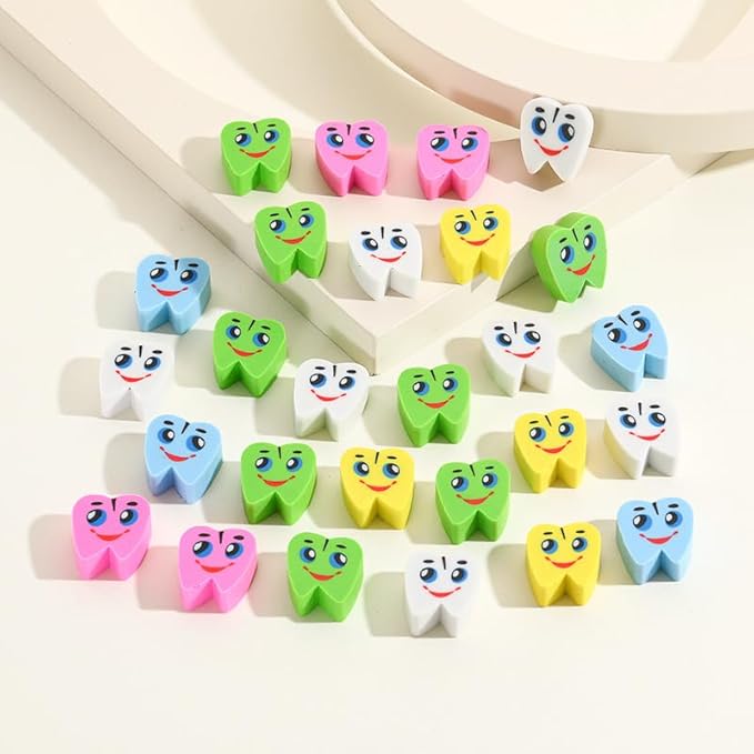 Kleeblatt Large Teeth Erasers for Kids Bulk, 70 PCS Big Large Fun Desk Pets for Kids Classroom, Treasure Box Prizes,Party Favors for Kids Goodie Bags, Back to School Gifts for Students