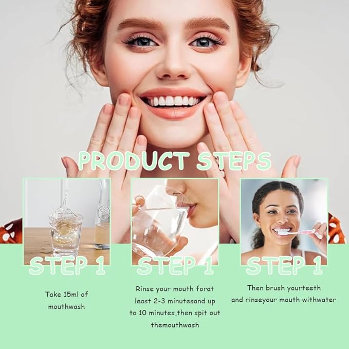 White Spearmint Oil Pulling Rinse, Cold-Pressed Coconut Mouthwash for Teeth Whitening, Powerful Organic Peppermint Oil Maintain Gum Health & Freshness Breath, Mint Mouthwash (8 fl oz)