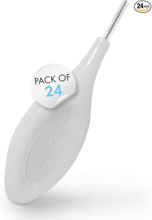 Smart Grip Interdental Brushes 0.45 mm – White – ISO 1 – Deep Cleaning Between Teeth – Ultra-Fine Dental Picks – 24 Pack