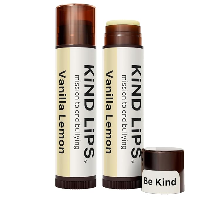 Kind Lips Vanilla Lemon Lip Balm 2 Pack – Hydrating Organic Lip Care with Refreshing Citrus & Sweet Vanilla – Natural, Gluten-Free, Grain-Free, Made in USA